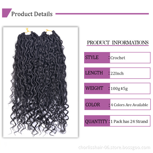 Wholesale 22''cheap Goddess Faux Locks River Wavy Crochets Braids With Curly Ends Synthetic Hair Extension Twist For Women